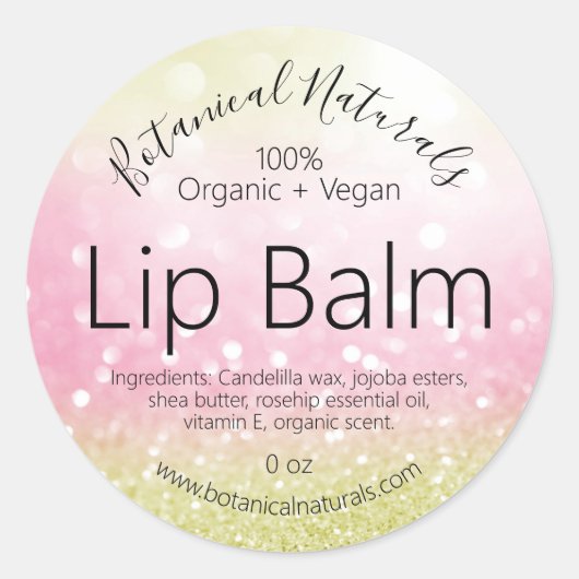 Bokeh Sparkly Pink Gold Lip Balm Étiquettes (Devant)