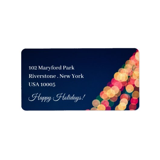 Bokeh Tree Lights, Kerstmis Etiket (Voorkant)