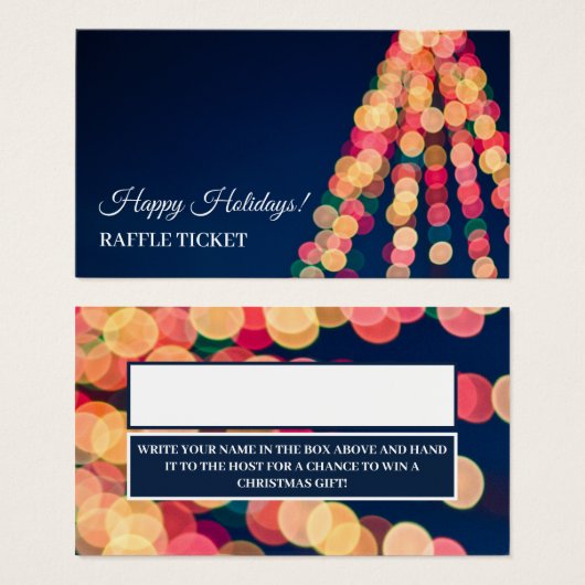 Bokeh Tree Lights, Kerstmis Raffle Ticket Visitekaartje (Voorkant /achterkant)
