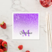 Bokeh Violet Glitter White Ombre Monogram Servet (Insitu)