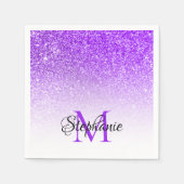 Bokeh Violet Glitter White Ombre Monogram Servet (Voorkant)