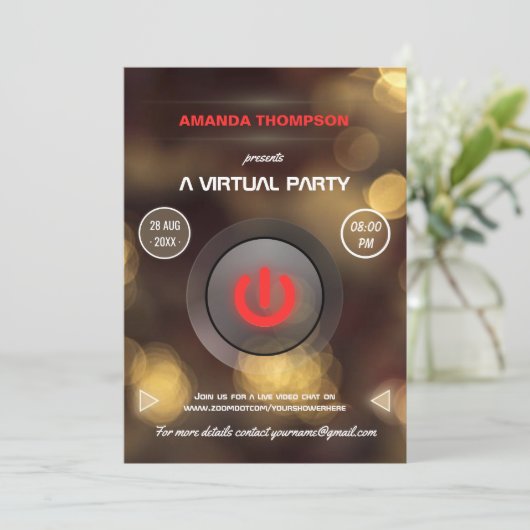 Bokeh Virtual Birthday Party Gig Invitation (Debout devant)