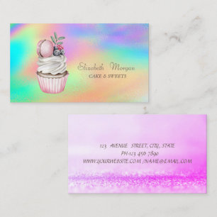 Bokeh Waterverf Macarons Kleurrijk Holografisch Visitekaartje