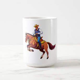 Bokkend paard met de man koffiemok