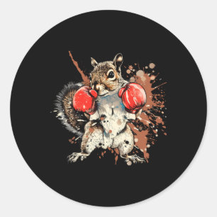 Bokkende eekhoorn met boks handschoenen Kickboksen Ronde Sticker