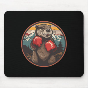 Bokkende Otter Met Bokshandschoenen Kickboksen Fun Muismat