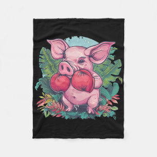 Bokkende Varken Met Bokshandschoenen Kickboksen Gr Fleece Deken