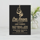 Boks handschoenen Silhouette Verjaardagsfeestje Kaart (Staand voorkant)