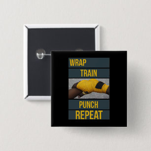 Boksen Boxer Training Quote Wrap Trein Herhalen Vierkante Button 5,1 Cm