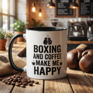 Boksen en koffie maken me gelukkig Funny Boxer Mok