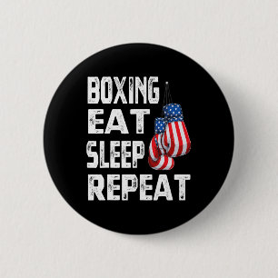 Boksen Eten Slapen Herhalen Gym Bokser Kickboksen  Ronde Button 5,7 Cm