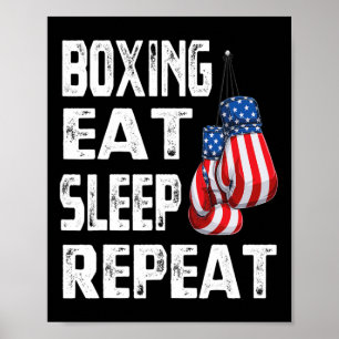 Boksen Eten Slapen Herhalen Gymbokser Kickboksen M Poster