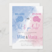 Boksen gender onthullen uitnodiging (Voorkant / Achterkant)