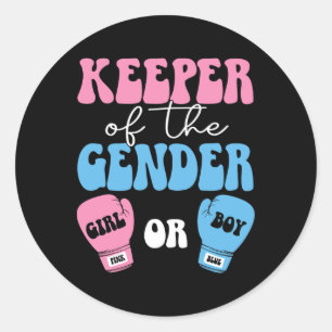 Boksen Gender Reveal Idee Party Keeper van de Gend Ronde Sticker