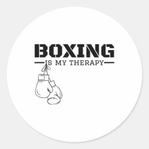 Boksen is mijn therapie Funny Boxer Fighter Fitnes Ronde Sticker