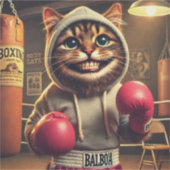 "Boksen kampioen? - Kat met bokshandschoenen Sticker (Voorkant)