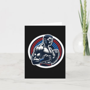 Boksen Logo Sterke Boxer Zwart Rood en Blauw Silho Kaart