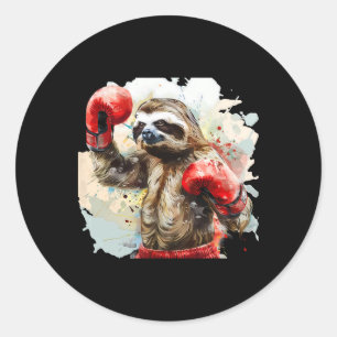 Boksen Luiaard Lover Bokshandschoenen Kickboksen G Ronde Sticker