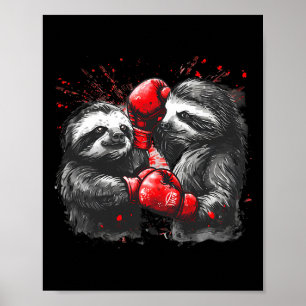 Boksen luiaard met bokshandschoenen kickboksen gra poster