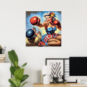  boksen meisje illustratie poster (Thuiskantoor)