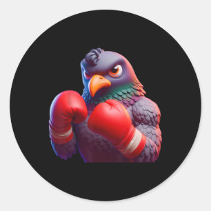 Boksen Pigeon Boxer Kickboxer MMA Fighter Combat S Ronde Sticker