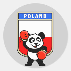 Boksen Polen Panda Ronde Sticker