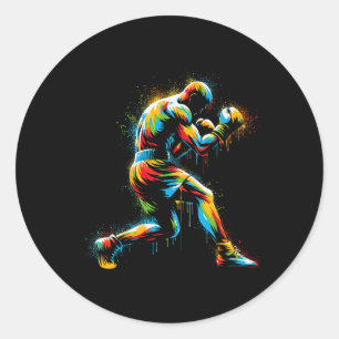 Boksen Ring Kleurrijke Sport Kickboxer Training Ronde Sticker