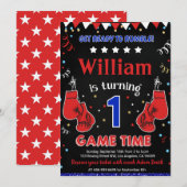 Boksen Verjaardag Party Uitnodiging Box Sport (Voorkant / Achterkant)