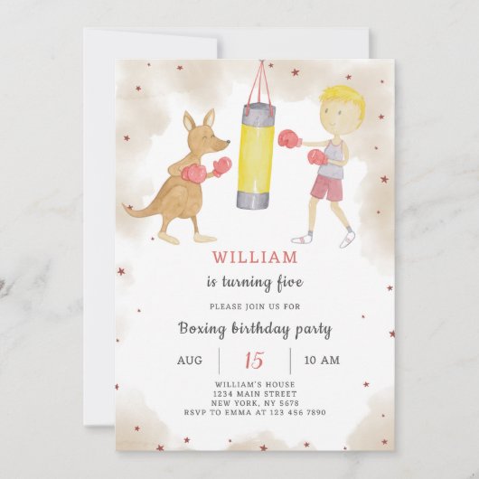Boksen Verjaardag Uitnodiging (Voorkant)