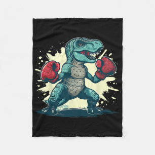 Boksende Dinosaur Bokser T-rex Kickboksen Dino Bok Fleece Deken