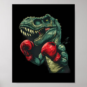 Boksende Dinosaurus Bokser Dino Kickboksen T-rex B Poster