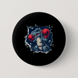 Boksende Dinosaurus Bokser T-rex Kickboksen Dino B Ronde Button 5,7 Cm