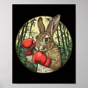 Boksende Konijn Bokshandschoenen Kickboksen Grappi Poster
