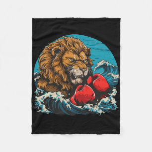 Boksende Leeuw Portret Motief Wilde Kickboksen Lie Fleece Deken