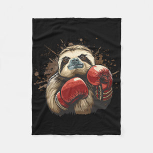 Boksende luiaard met boks handschoenen kickboksen fleece deken