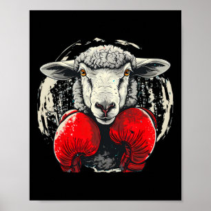 Boksende schapen met boks handschoenen kickboksen  poster