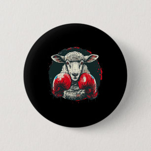 Boksende schapen met boks handschoenen Kickboksen Ronde Button 5,7 Cm