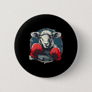 Boksende schapen met boks handschoenen Kickboksen Ronde Button 5,7 Cm
