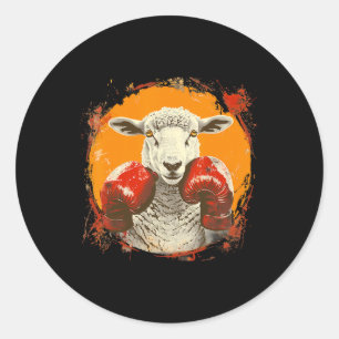Boksende schapen met boks handschoenen Kickboksen Ronde Sticker