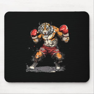Boksende Tijger Met Bokshandschoenen Kickboksen Fu Muismat
