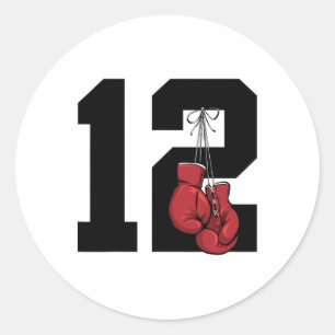 Bokser 12 jaar Boksen 12e verjaardag Ronde Sticker