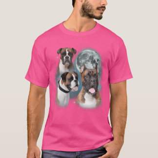 Bokser 3 Bokser huilt bij maan grappig raar vervlo T-shirt