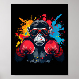 Bokser Aap Met Bokshandschoenen Kickboksen Funny B Poster