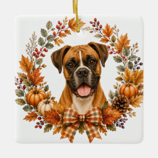 Bokser Autumn Wreath Keramisch Ornament