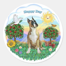Bokser (bijgesneden oren) ronde sticker