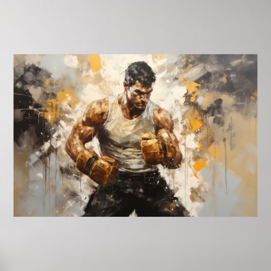 Bokser Bokssport Schilderij Abstracte Kunst Decora Poster (Voorkant)