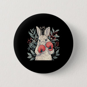 Bokser Bunny Met Bokshandschoenen Kickboksen Funny Ronde Button 5,7 Cm