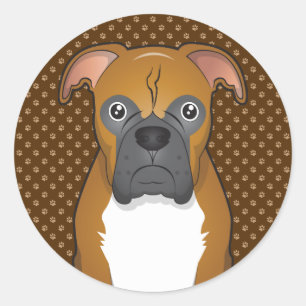 Bokser Dog Cartoon Paws Ronde Sticker