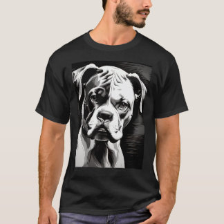 Bokser Dog (Zwart Wit Pop Art) T-shirt