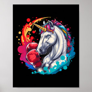 Bokser Eenhoorn met Bokshandschoenen Kickboksen Gr Poster
